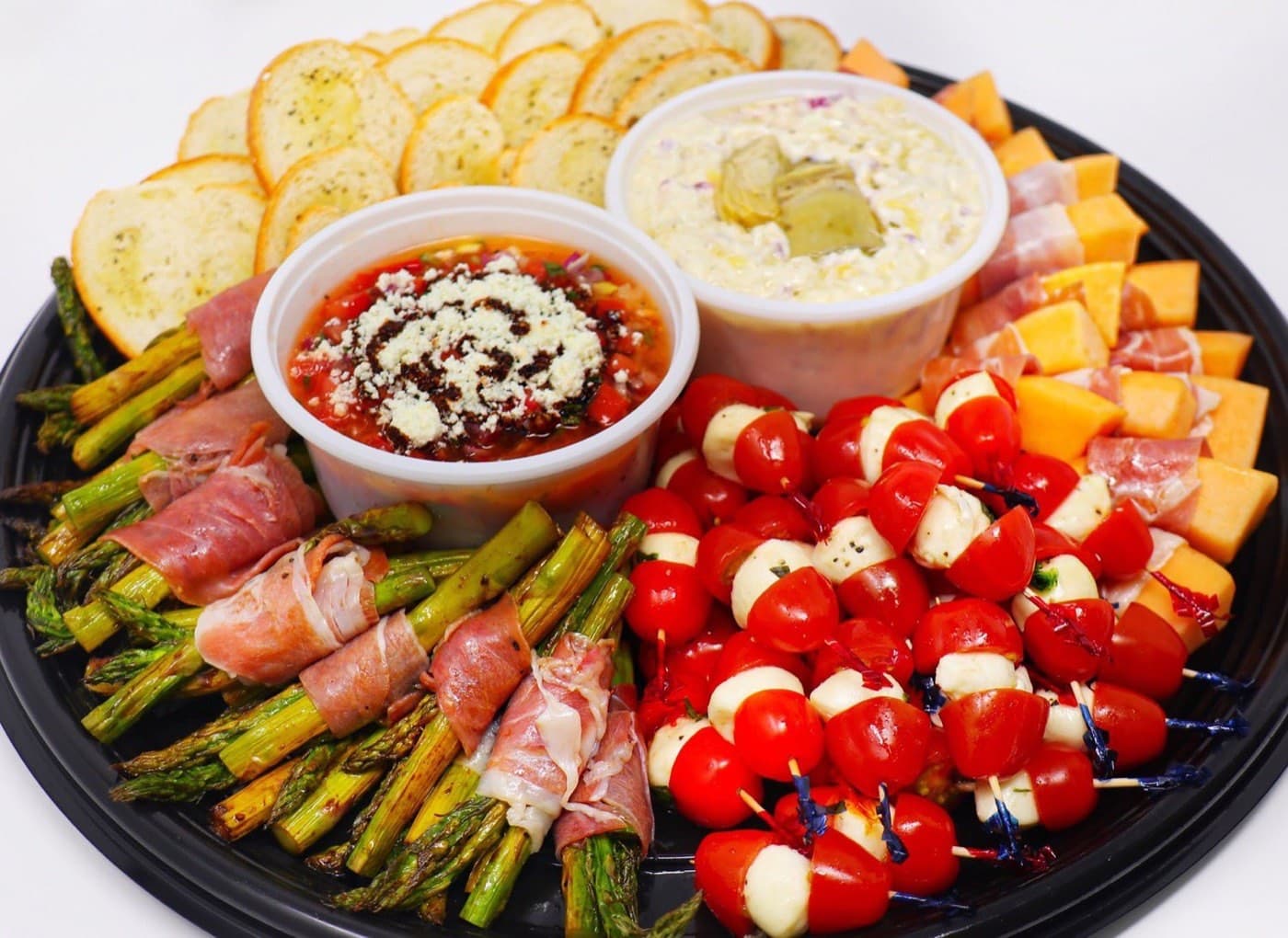 An Italian platter of bruschetta and crostini