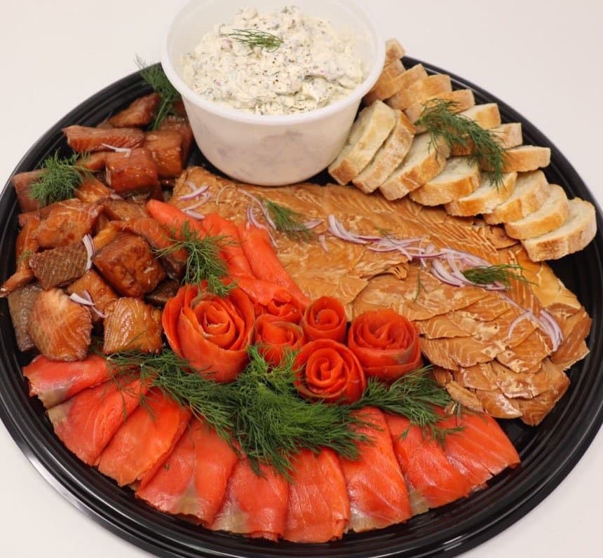 A wild smoked salmon platter
